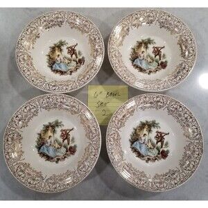 American Limoges 6" cereal Bowls Triumph China d’Or – 22K – Set of 4 vtg